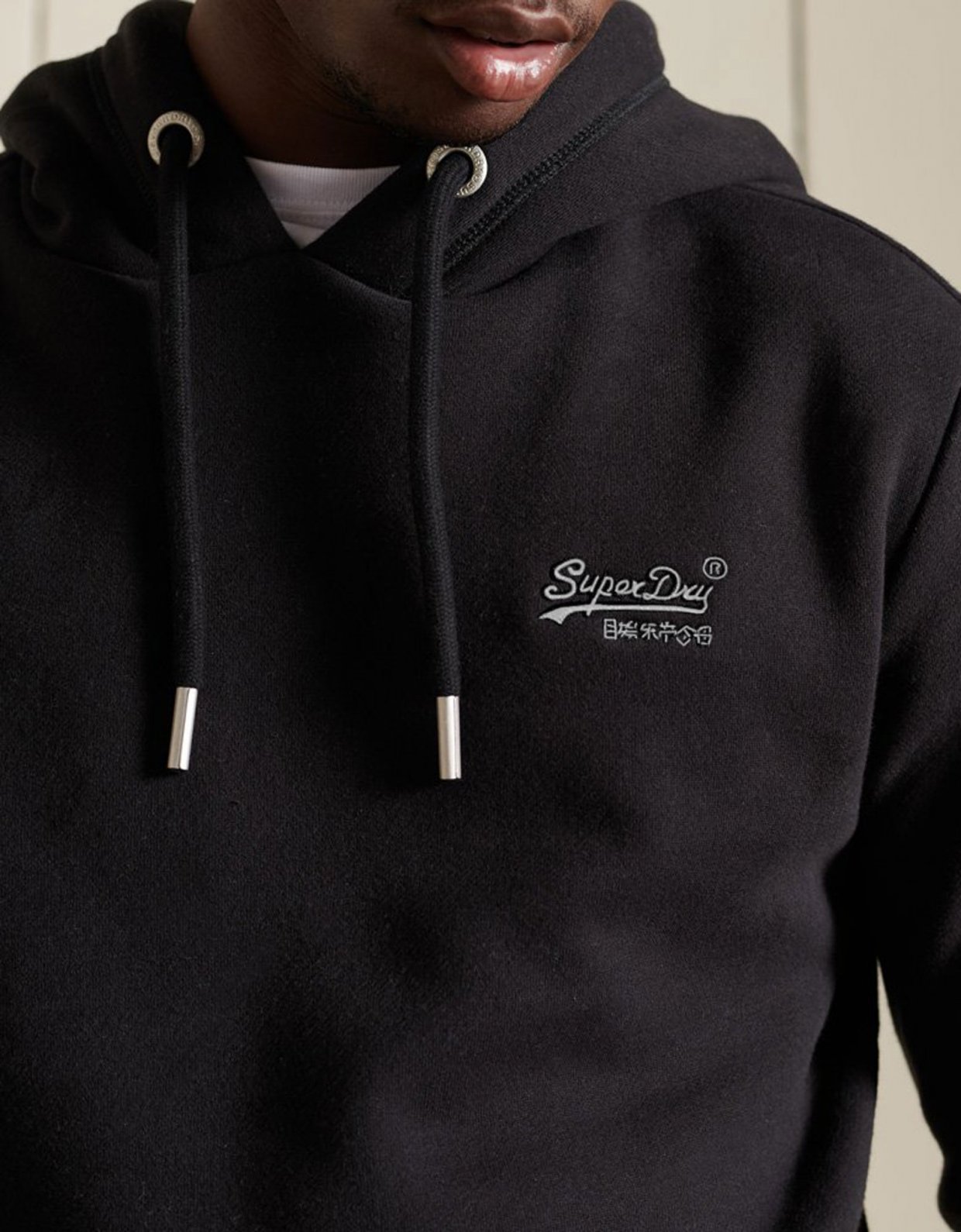 Superdry Vintage logo embroidered  hoodie vintage wash black